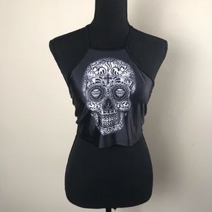 3/$15 Corset Style Skull Halter Top One Size